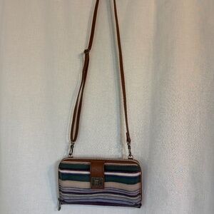 The Sak Purse Wallet Faux Leather Crossbody Multicolored Stripes Textured
